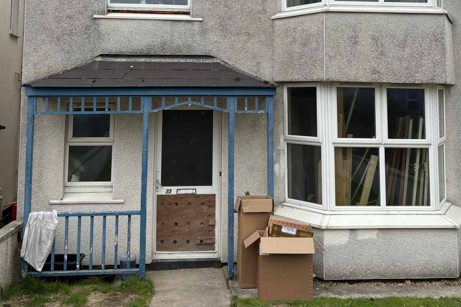 Ricki's front door of his semi-detached home in Newquay, Cornwall.