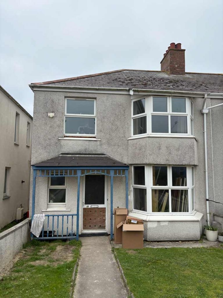 Ricki's front door of his semi-detached home in Newquay, Cornwall.